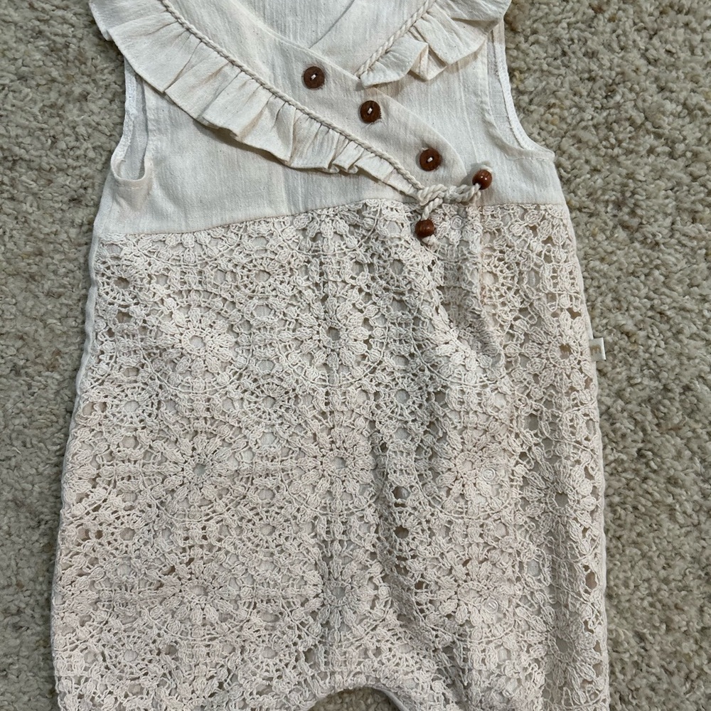 Cream Crochet Baby Romper